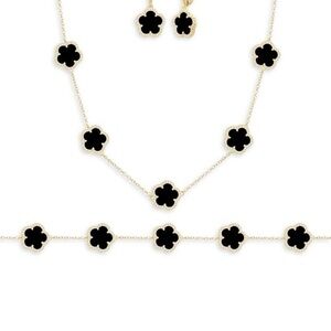 3-Piece 14K Goldplated, Onyx & Cubic Zirconia Necklace, Earrings & Bracelet Set